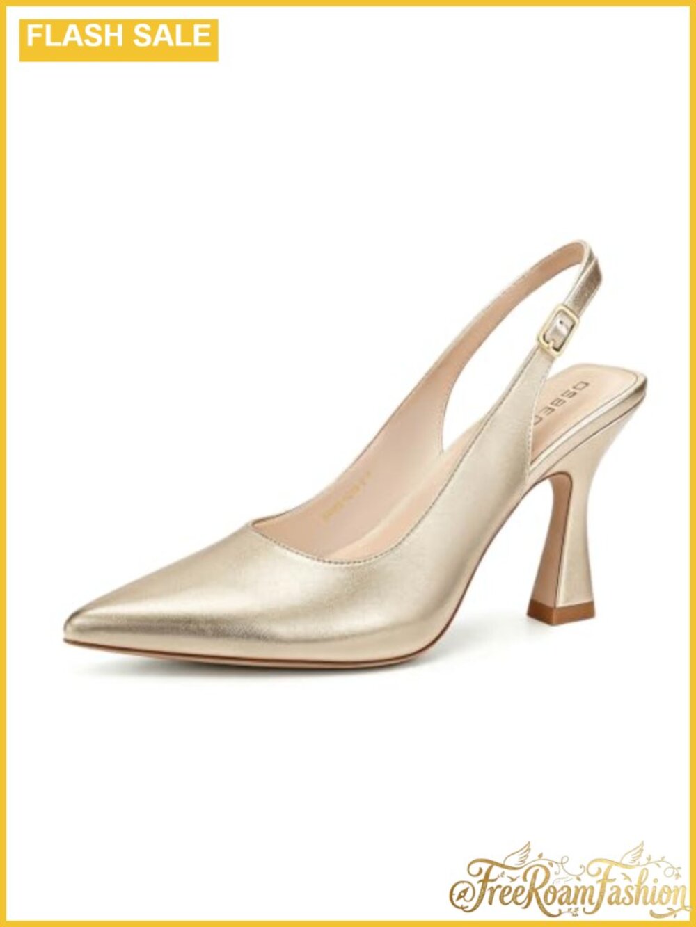 Slingback Kitten Heels Pointed Toe Faux Leather Women's Pumps